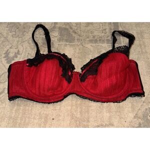 Cacique Bra bra Black Red Sz 42DD Balconette Underwire